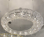 Unique Eccentric Circle Colorful Crystal Beads Chandelier Luxury Ceiling Lamp for Living / dining Room