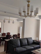 Modern Style Minimalism White Shades Chandelier / wall Light in Brass