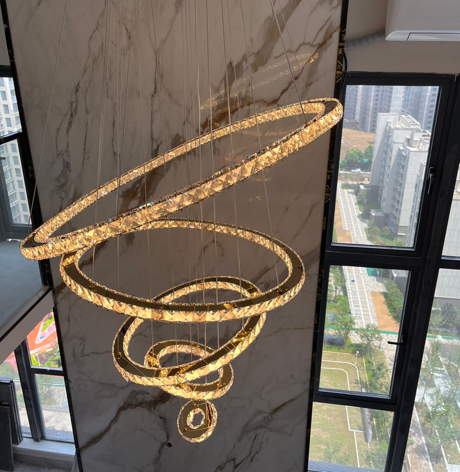 Light Luxury 5 / 6 / 7 Rings Crystal Chandelier for Staircase / foyer / villa