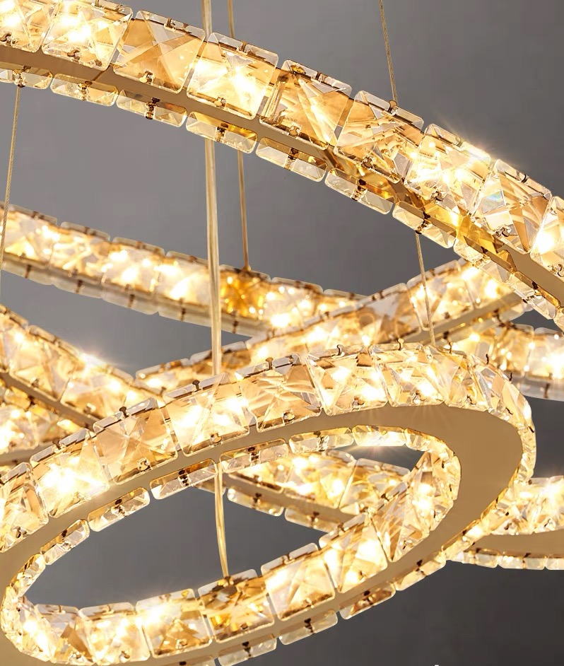 Light Luxury 5 / 6 / 7 Rings Crystal Chandelier for Staircase / foyer / villa