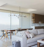 Modern Sputnik Smoky Gray / amber Glass Branch Chandelier for Kitchen Island / dining Room
