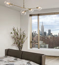 Modern Sputnik Smoky Gray / amber Glass Branch Chandelier for Kitchen Island / dining Room