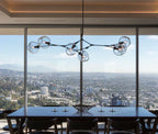 Modern Sputnik Smoky Gray / amber Glass Branch Chandelier for Kitchen Island / dining Room
