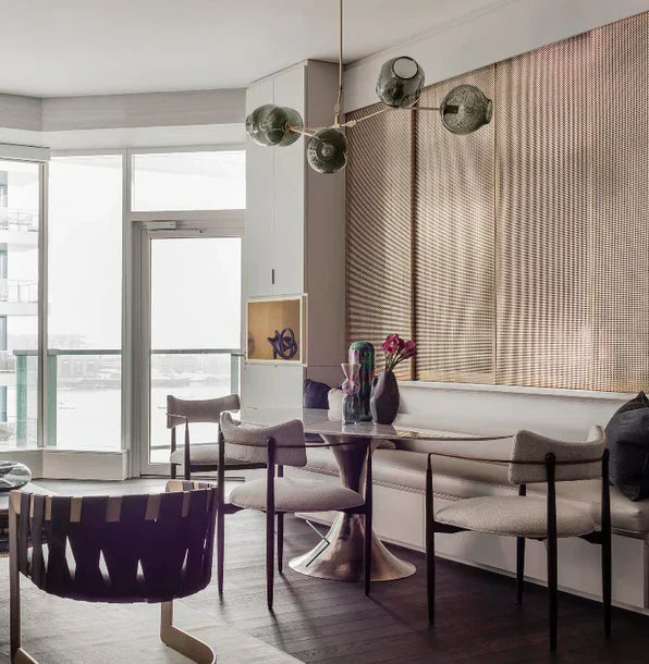 Modern Sputnik Smoky Gray / amber Glass Branch Chandelier for Kitchen Island / dining Room