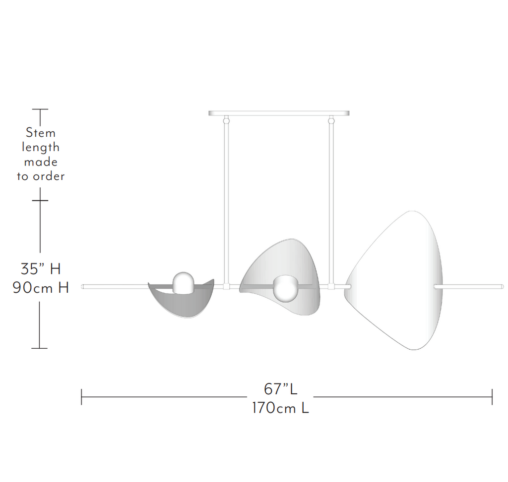 Minimalist Linear Brass Chandelier with High-Quality Finish for Dining Room and Kitchen Island