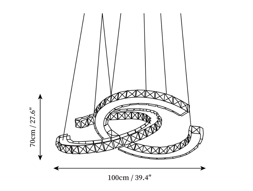 Modern Crystal Double C Chandelier with Chrome Finish and K9 Crystal for Dining, Living, Bedroom