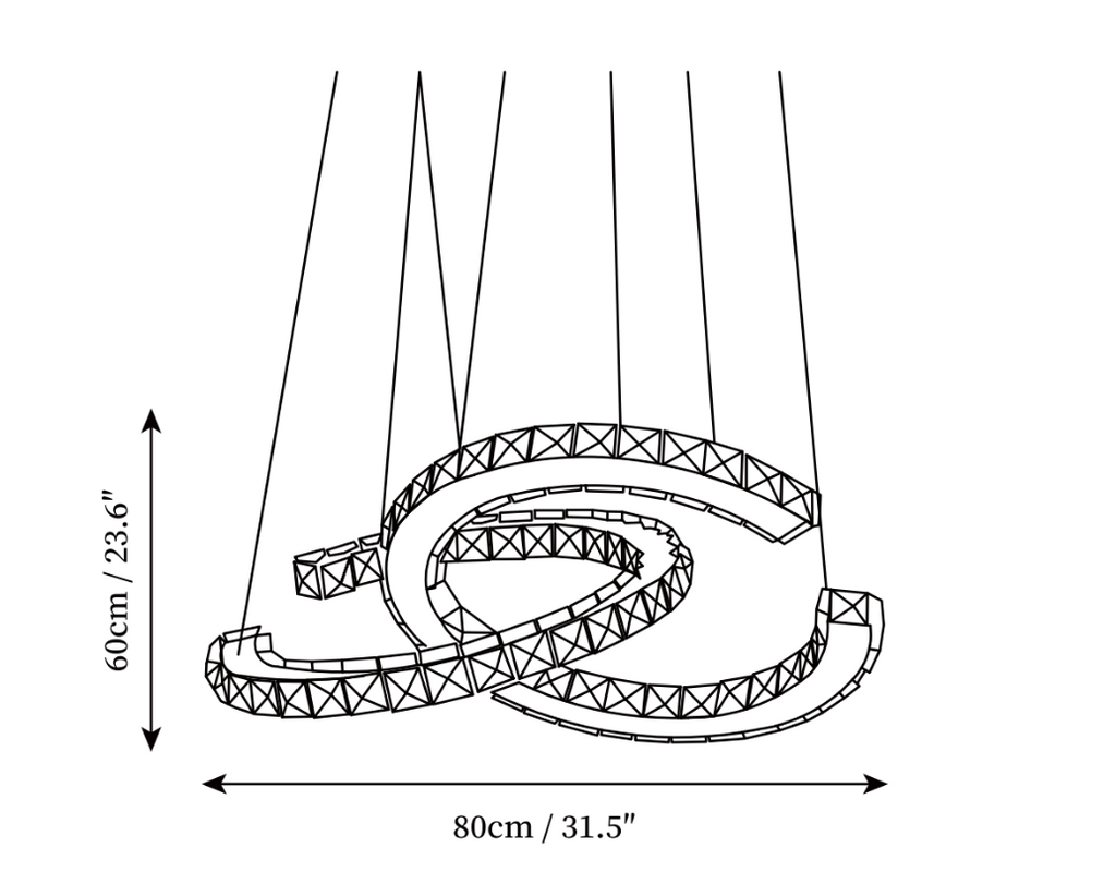 Modern Crystal Double C Chandelier with Chrome Finish and K9 Crystal for Dining, Living, Bedroom