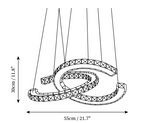 Modern Crystal Double C Chandelier with Chrome Finish and K9 Crystal for Dining, Living, Bedroom