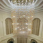 Modern Waterfall Glass Gem Stone Chandelier with Rectangle Canopy – High-Quality Glass and Metal Finish for
