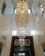 Modern Waterfall Glass Gem Stone & Teardrop Chandelier with Round Canopy – High-Quality Glass and Metal Finish