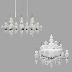 Modern Black & White Glass Ball Cluster Chandelier – Round / linear Metal Finish for Living & Dining Room