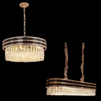 Modern Minimalist Gold Multi-Tier Crystal Pendant Chandelier Suit for Living / Dining Room / Bedroom