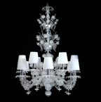 Luxury Crystal and Metal Flower Chandelier with White Lampshade for Living Room, Staircase, Hotel