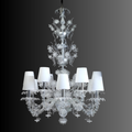 Luxury Crystal and Metal Flower Chandelier with White Lampshade for Living Room, Staircase, Hotel