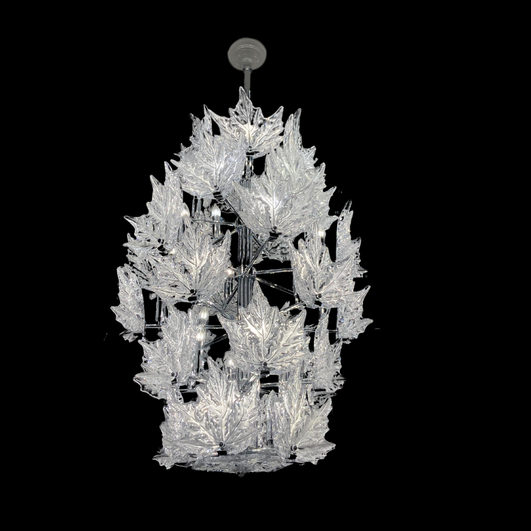 Modern Creative Clear Crystal Maple Leaf Chandelier for Living Room / bedroom