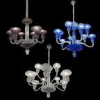 Luxury Hand-Engraved Clear / blue / prune Crystal Chandelier