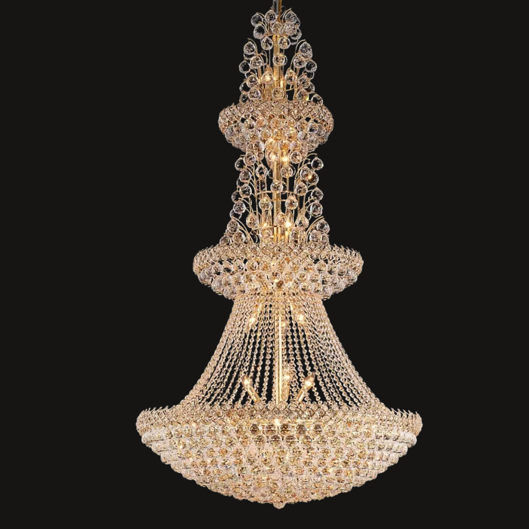 Luxury 3-Tier Basket Crystal Chandelier for High-Ceiling