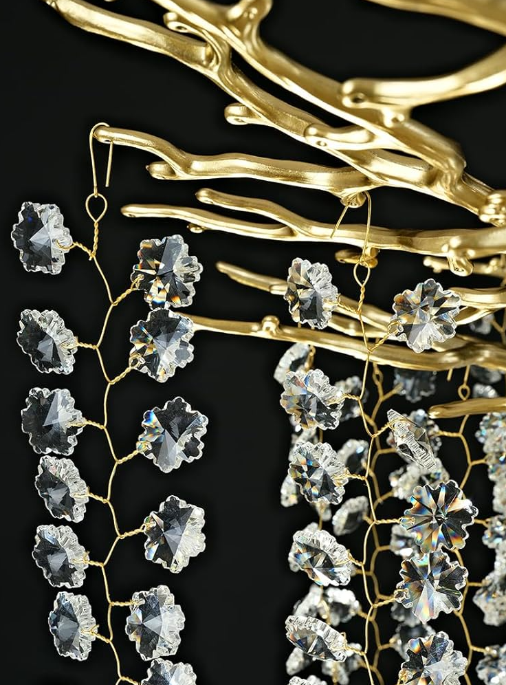 Modern Round / rectangular Floral Branch Crystal Chandelier for Low-Ceiling