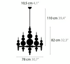 Modern Black & White Glass Ball Cluster Chandelier – Round / linear Metal Finish for Living & Dining Room