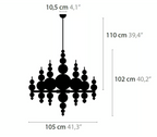 Modern Black & White Glass Ball Cluster Chandelier – Round / linear Metal Finish for Living & Dining Room