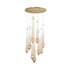 Modern Floating Blown Amber Glass Chandelier for High-Ceiling