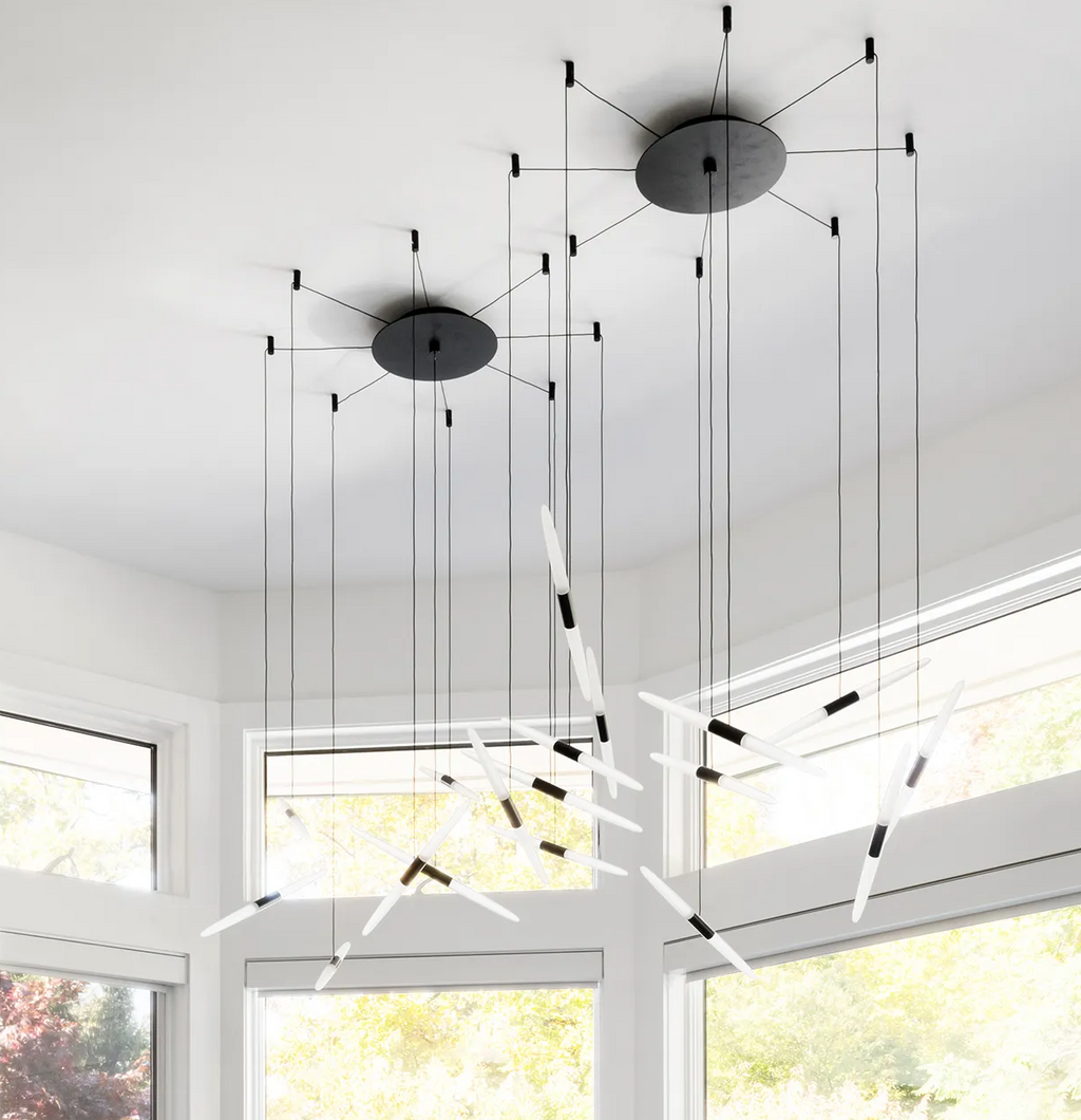 Modern Floating Acrylic Stick Chandelier for High-Ceiling