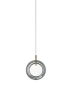 Multi-Colored Round Glass and Metal Suspension Light Chandelier