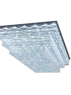 Modern Round Flush Mount Crystal Chandelier with K9 Crystal Finish, 2 or 3 Tiers for Large Areas