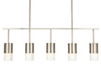 Industrial Antique Silver 5-Light Metal and Glass Chandelier with White Glass Shades for Kitchen Island