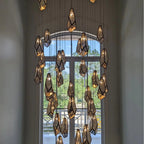 Antique Brass Irregular Cutting Diamond Multi-Drop Suspension Chandelier with Mirror Shades