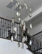 Antique Brass Irregular Cutting Diamond Multi-Drop Suspension Chandelier with Mirror Shades