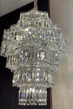 Extra Large Plaza Hall Multi-Tier Crystal Chandelier Foyer Living Room Staircase Ceiling Lighting in Chrome /