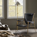 Vintage Forged Enamel Wooden Plate Leather Armchair