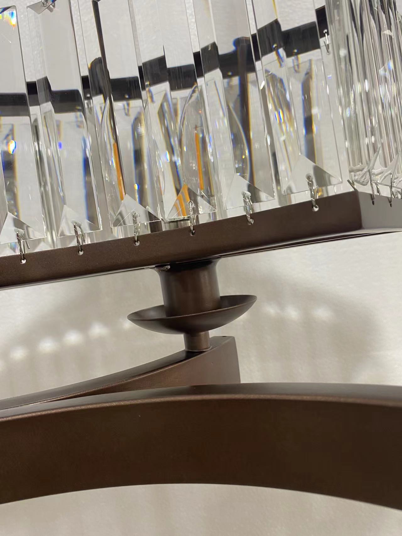 Crystal and Metal Triangular Prism Ceiling Chandelier 6 / 8 / 10 / 12-Light Modern Finish