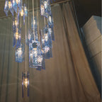 Art Design 1 / 25 / 60 / 84-Light Colorful Rectangle Cluster Glass Tile Pendant / chandelier