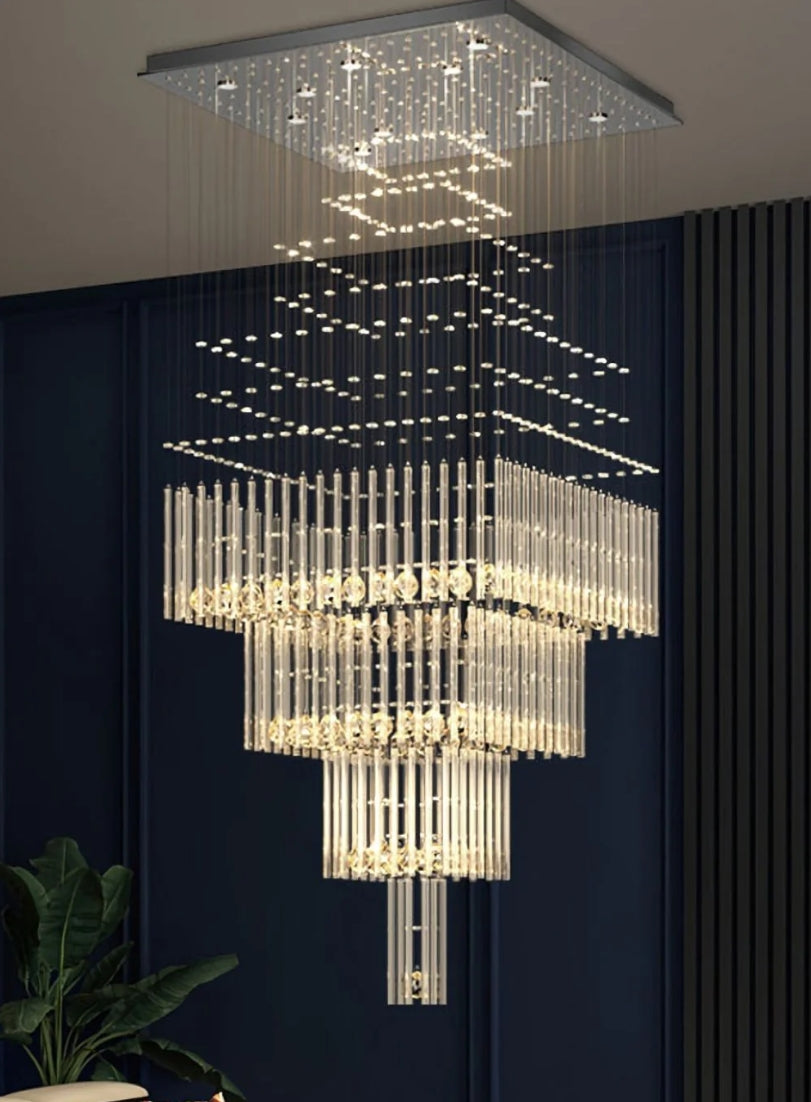 Modern Floating Raindrop Multi-Tiered Square Flush Mount