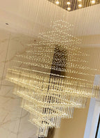 Modern Floating Raindrop Multi-Tiered Square Flush Mount