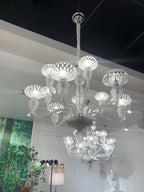 Luxury Hand-Engraved Clear / blue / prune Crystal Chandelier