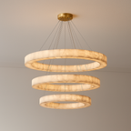 Olyra 3-Tier Round Alabaster Chandelier 39-Inch47-Inch59-Inch