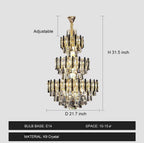 Foyer 3 Layers Extra Large Crystal Chandelier for Living Room Staircase Ceiling Lighting