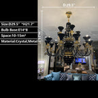 Maria Classic Branch Crystal Chandelier with Candle Design in Black and Gold