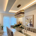 Modern Antique Brass Finish Round & Rectangle Glass Tube Chandelier – High-Quality Materials