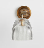 Antique brass ribbed glass adjustable wall sconce image 2