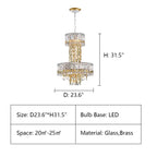 Modern Luxury 2 Layers Crystal Rod Gold Leaves Pendant Light for Living Room / bedroom