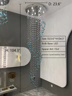 Extra Large Creative Luxury Petal Crystal Pendant Long Chandelier for Foyer / staircase / entrance Dining Hall