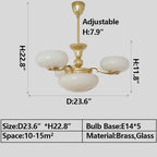 Mid-Century Scandinavian American Vintage White Opal Brass Chandelier for Living Room / bedroom