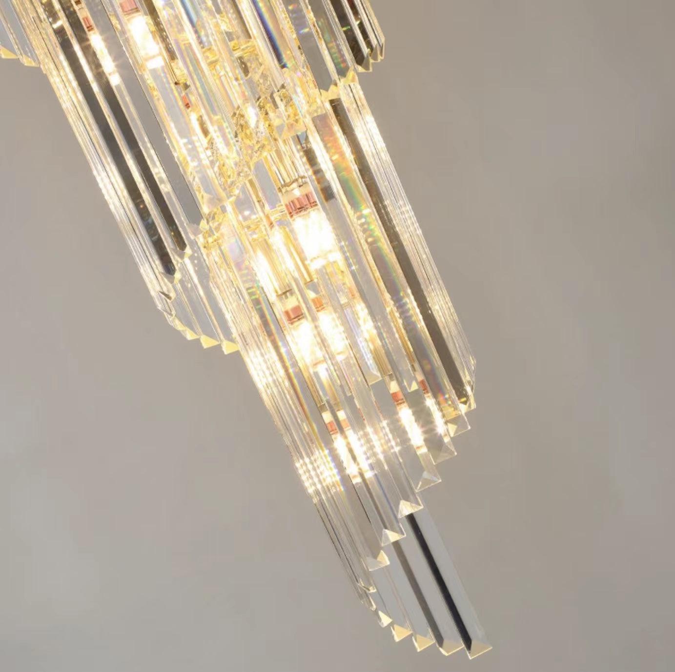 Luxury Extra Large Foyer Spiral Staircase Chandelier Long Crystal Ceiling Light for Living Room Hall Entrance