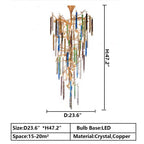 Verdant Crystal Colored Branch Column Chandelier