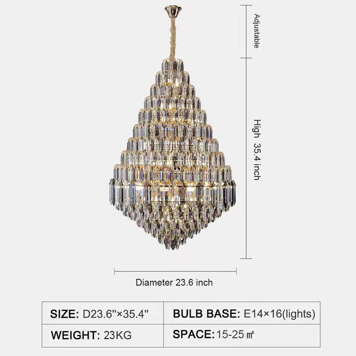 Staircase / foyer Chandelier with High Clarity Crystals Luxury Ceiling Light