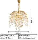 Modern Luxury Metal and Glass Leaf Branch Chandelier for Living, Dining, Bedroom